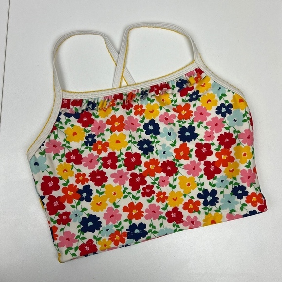 Hanna Andersson Floral Print Long Line Bikini Top Sz 140 - Picture 1 of 5